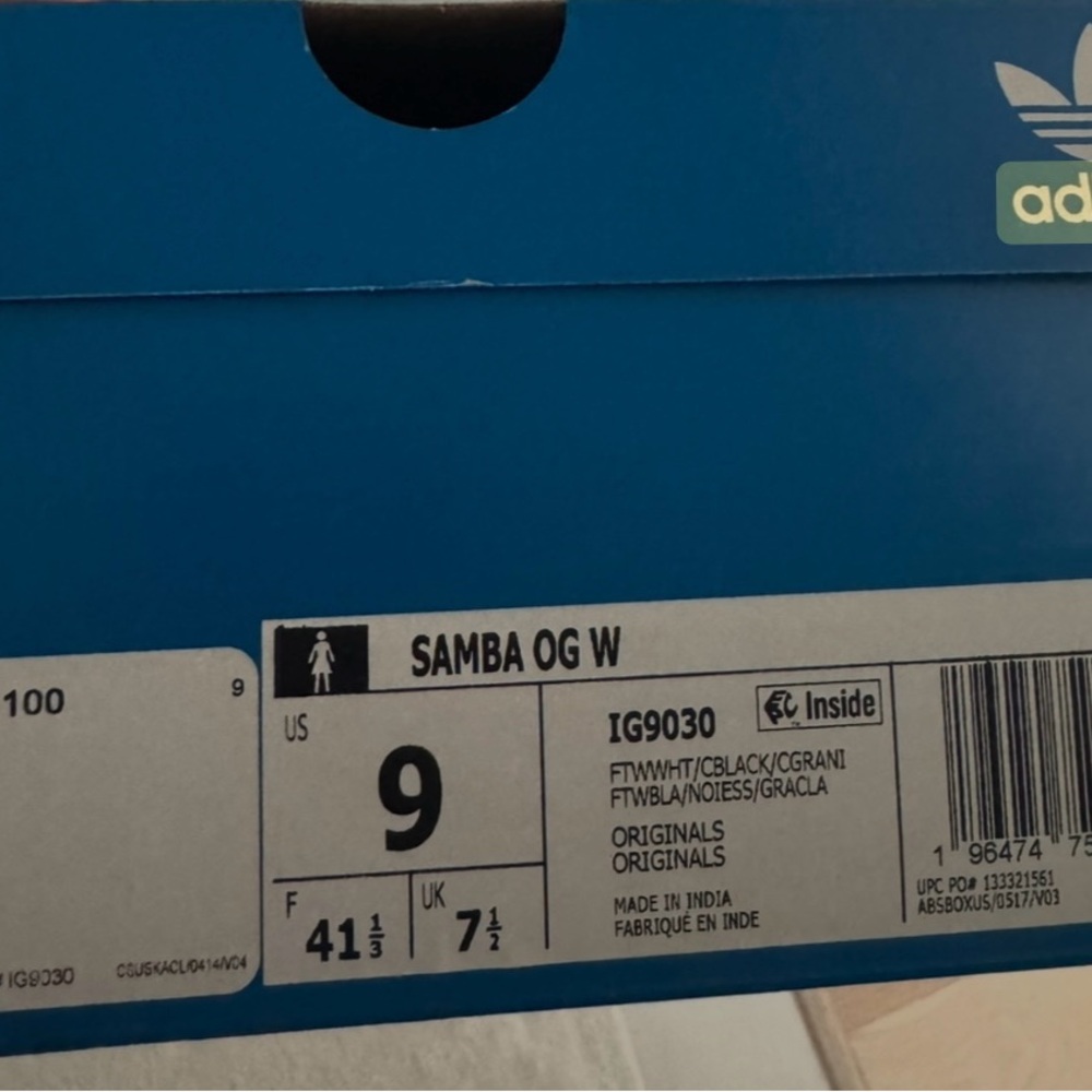 adidas Samba OG W Box Label in Black and White